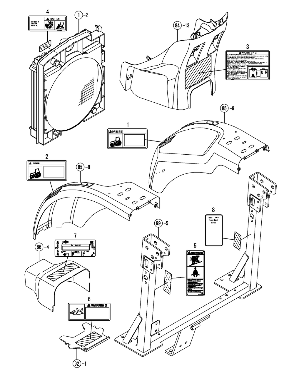 Label, Safety Diagram and Parts List for SX3100 54ALB4S727-54ALB4SW727-54ALB4SX727-54ALB4SY727-54ALB4SZ727-54AMB4S727-54AMB4SW727-54AMB4SX727-54AMB4SY727-54AMB4SZ727 Cub Cadet Lawn Tractor